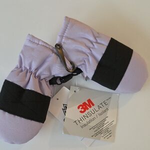 3M Thinsulate Light Purple Mittens with Black Straps Infant 0-1